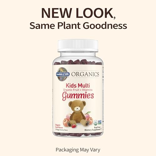 Organics Kids Gummy Vitamins – Frutas – Certificado Orgânico, Não-OGM | 100% Natural | 60 Gomas - Garden of Life