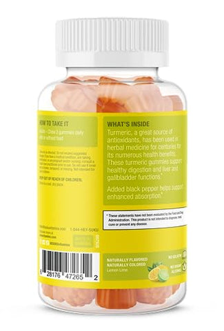 SUKU Vitamins - SUKU Gomas de Cúrcuma Curcumina Sem Açúcar com 1003mg de Cúrcuma – Pimenta Preta Protege o Fígado, Melhora a Digestão, Resposta Inflamatória