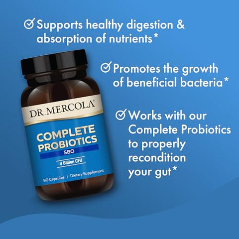 Complete Probiotics SBO – 90 Cápsulas, 4 Bilhões UFC, Suporte à Imunidade, Não-OGM - Dr. Mercola