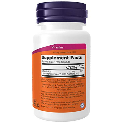NOW Foods - Now Foods Vitamina K-2 (MK7) Cápsulas Vegetais, 100 mcg, 60 Unidades, Pacote com 2 – Compre Online