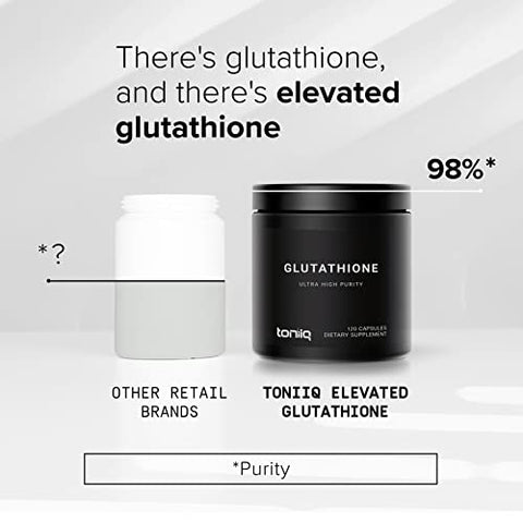 Cápsulas de Glutationa Ultra Concentrada de Alta Potência – Fórmula Concentrada de 1000mg – 98% Altamente Purificada e Bioacessível – Fermentação Não-OGM – 240 Cápsulas de Glutationa Reduzida - Toniiq