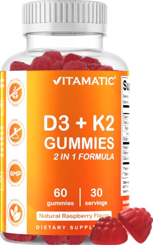 Gomas de Vitamina D3 K2 – 60 Unidades – Suporte para Ossos e Coração Saudáveis - Vitamatic