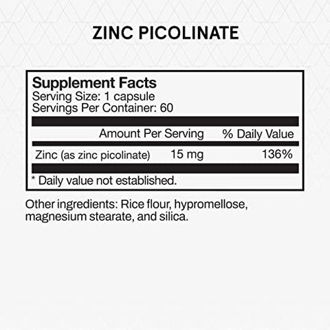 Zinc Picolinate 15mg – Reforço Imunológico – 60 cápsulas - Momentous