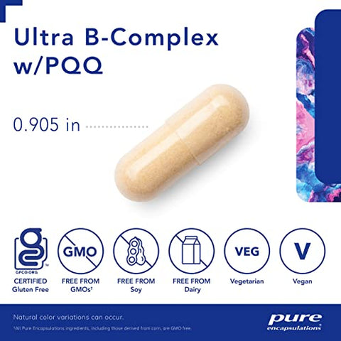 Ultra B-Complex com PQQ | Suplemento de Vitamina B para Apoiar Nervos, Células, Metilação e Saúde Mitocondrial* | 60 Cápsulas - Pure Encapsulations