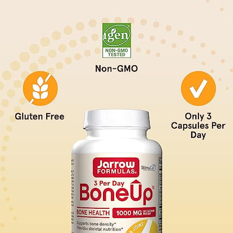 BoneUp Três Por Dia Para Suporte Ósseo e Nutrição Esquelética, Inclui Vitamina D3, K2 (como MK-7) e 1000 mg de Cálcio Por Dia, 90 Cápsulas, Fornecimento de 30 Dias - Jarrow Formulas