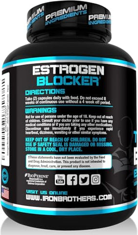 Iron Brothers Supplements - Aumente a Libido com Bloqueador de Estrogênio – Booster de Testosterona para Homens – Suplemento Natural Anti-Estrogênio