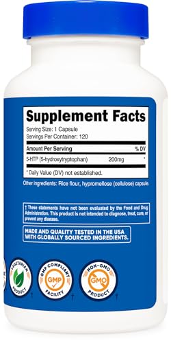 5-HTP 200mg – 120 Cápsulas Vegetarianas (5-Hidroxitriptofano) – Não-OGM | Nutricost 5-HTP 200mg – 120 Cápsulas Vegetarianas (5-Hidroxitriptofano) – Não-OGM - Nutricost