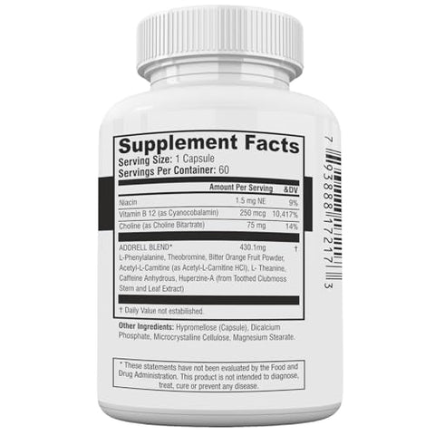 Focus Pep - Addrell 2 Pack – Pílulas Estimulantes de Energia – Alternativa de Suplemento para Estudo – Suplementos Naturais Nootrópicos