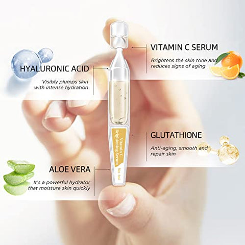 BACHERI - Sérum Vitamina C para o Rosto com Ácido Hialurônico, Glutationa, Aloe Vera Orgânica, Hidratante