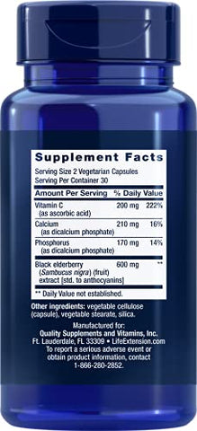 Black Elderberry Vitamin C – Suporte Imunológico Diário com Sabugueiro - Life Extension
