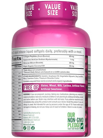 Nature's Truth - Nature’s Truth Hair, Skin – Fórmula Natural para Cabelo e Pele – 100% Eficaz – 60 Cápsulas
