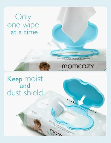 Lenços umedecidos para bebê Momcozy – Design de tamanho extra grande, 99% à base de água