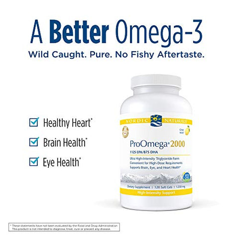 ProOmega 2000 – Óleo de Peixe Ultra Concentrado – Sabor Limão – 120 Cápsulas – 2150 mg Ômega-3 – Alta Potência – EPA - Nordic Naturals