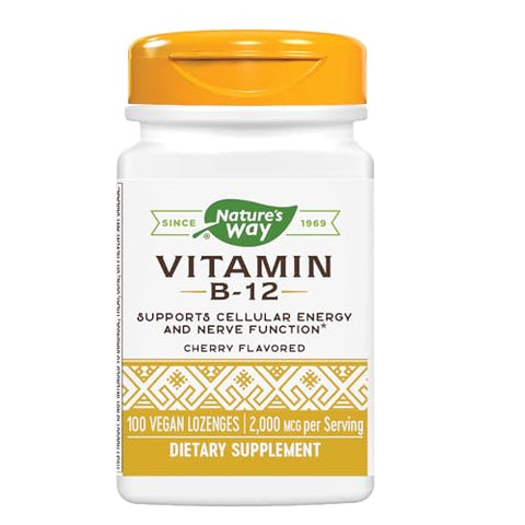 Nature's Way - Nature’s Way Lozenge Vitamina B12, 2.000 mcg por Porção, 100 Unidades