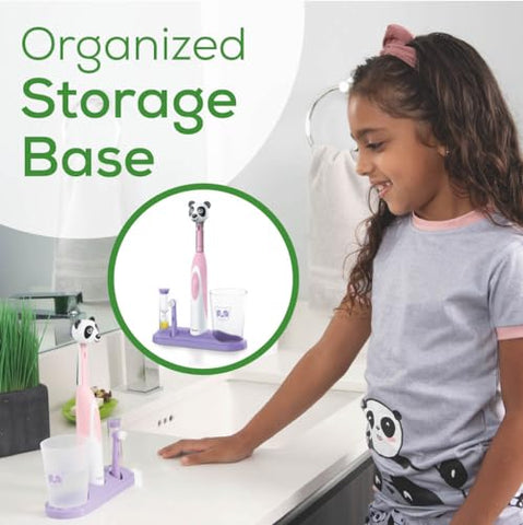 Kit Escova Elétrica Infantil Beurer TB10 – Boné Divertido Polly The Panda com 2 Cabeças de Escova Extra-Macias para Remover Placa, Temporizador de 2 Minutos e Copo de Enxágue, Livre de BPA, Seguro para Crianças a partir de 3 Anos