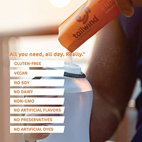Endurance Fuel: Pó para Bebida Esportiva de Serviço Individual com Eletrólitos, Sem OGM, Livre de Soja, Laticínios e Glúten, Vegano, Sabor Tangerina, Pacote com 12 - Tailwind Nutrition
