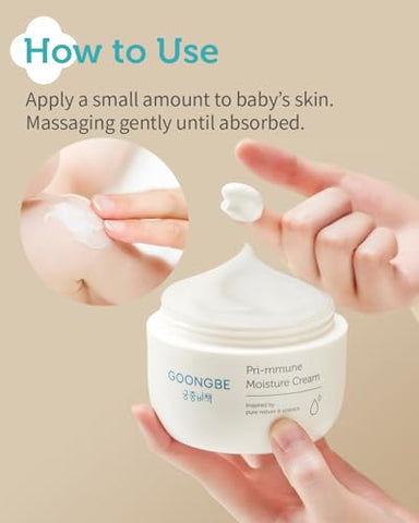 GOONGBE - Creme Hidratante Pri-mmune – Creme Corporal Coreano para Bebês com Manteiga de Karité – Hipoalergênico Hidratante Diário Suave para Pele Seca – Absorção Rápida, Creme Não Pegajoso Naturalmente Derivado – 100g