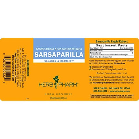 Extrato Líquido de Salsaparrilha para Limpeza e Desintoxicação – 118 ml - Herb Pharm