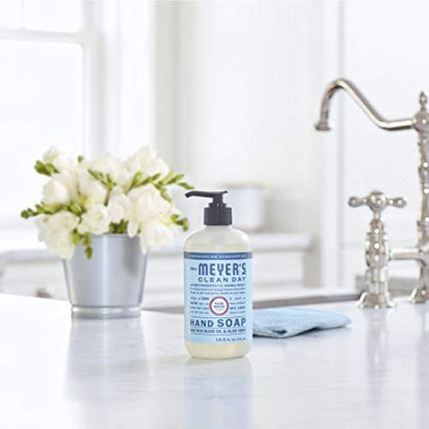MRS. MEYER'S CLEAN DAY - Sabonete Líquido MRS. MEYER’S CLEAN DAY, Fórmula Biodegradável com Óleos Essenciais, Água da Chuva, 12,5 fl. oz – Pack com 6 unidades