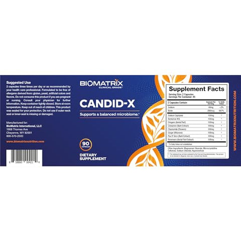 Candid-X Gut Cleanse com Berberina, Orégano, Caprilato de Sódio, Camomila, Gengibre, PAU D’arco | 90 Cápsulas | Suplemento Digestivo para Homens e Mulheres - BioMatrix