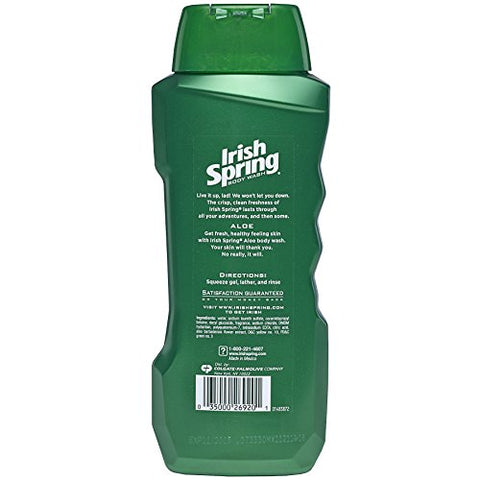 Gel de Banho para Homens, Aloe Vera – 20 fl oz (Pack com 6)  Irish Spring - Irish Spring