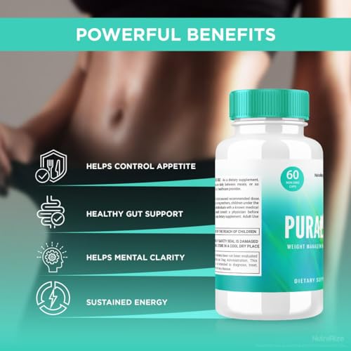 NutraRize - Puralean Capsules – Suplemento Dietético Puralean para Saúde Avançada do Peso, Pílulas de Força Máxima 100% Naturais para Combater a Gordura Abdominal, Fórmula Oficial, Avaliações Pura Lean (60…)