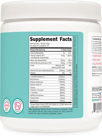 Pó Pré-Treino para Mulheres, Sabor Pêssego Manga, 30 Porções – 300g - Nutricost