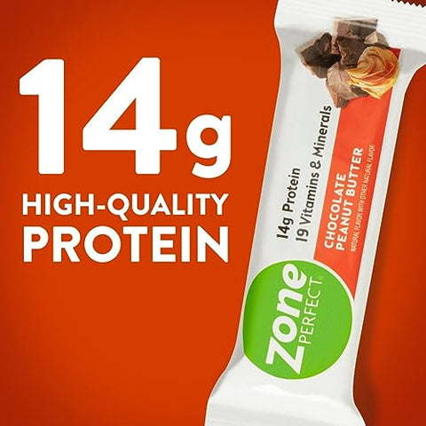 Zone Perfect - ZonePerfect Barras de Proteína, Chocolate Amendoim, 14g de Proteína, Barras Nutricionais com Vitaminas