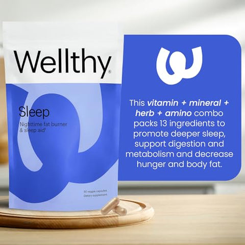Queimador Noturno de Gordura – Comprimidos para Perda de Peso Feminina – Vitamina B6, Ashwagandha – 60 cápsulas - Wellthy
