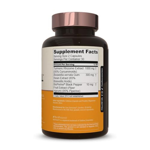 CurcuWell – Mistura de Curcumina e Boswellia | Suporte Máximo para Articulações, Corpo e Cognição – Fornecimento de 60 Dias (2-Pack) - Live Conscious