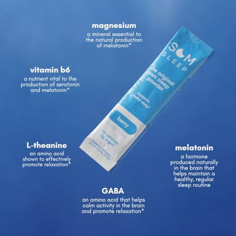 Bebida em Pó para um Sono Calmo, 3mg Melatonina, Magnésio, Vitamina B6, L-Teanina - Som Sleep