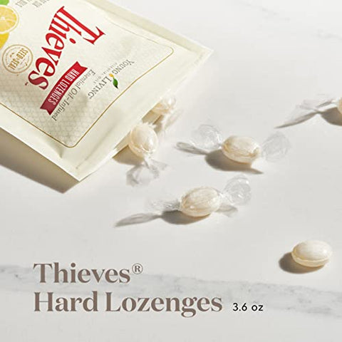Young Living - Pastilhas de Thieves Hard da Young Living – Infundidas com a Mistura de Óleo Essencial Thieves – Sem Açúcar – Marca