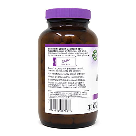 Bluebonnet - BlueBonnet Cálcio Magnésio Boro Cápsulas Vegetarianas, Off-White, 180 Unidades