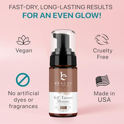 Beauty by Earth - Kit Autobronzeador Mousse Tanning – Feito nos EUA com Ingredientes Naturais  Própria