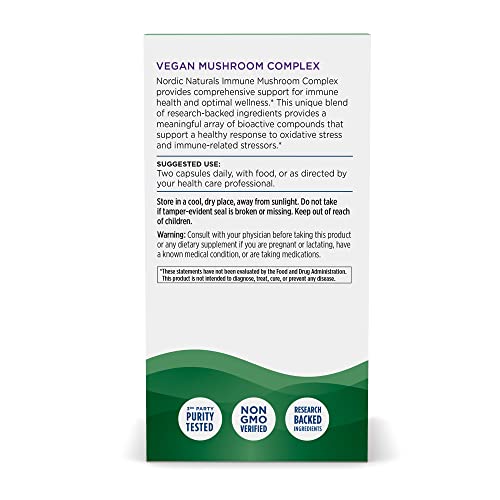Immune Mushroom Complex – 60 Cápsulas – Suporte Adaptogênico – Mistura de Vários Cogumelos – Bem-Estar Ótimo – Não-OGM – Certificado Vegano – 30 Porções - Nordic Naturals