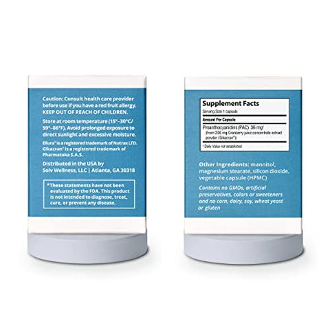 Solv Wellness: Suplemento de Cranberry Clinicamente Comprovado – Combata Infecções Urinárias com 36mg de PAC 100%% Bioabsorvível, 30 Cápsulas - ellura