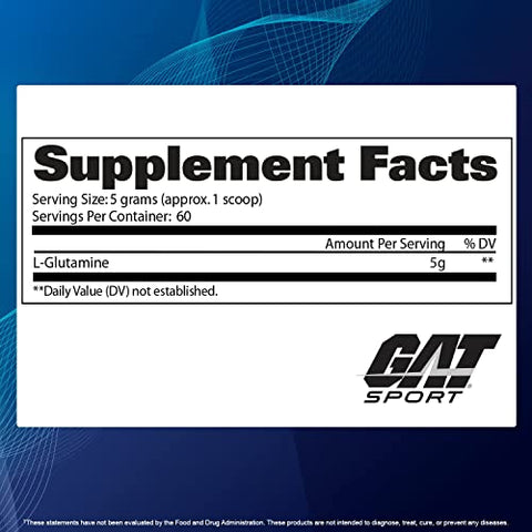 GAT SPORT - GAT Sport L-Glutamina Sem Sabor 300g – Embalagem de 10.58oz