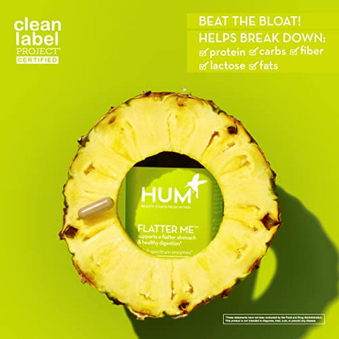 Flatter Me – 18 Enzimas Digestivas de Espectro Completo para Combater Inchaço Diário – Gengibre, Semente de Funcho – 18g - HUM