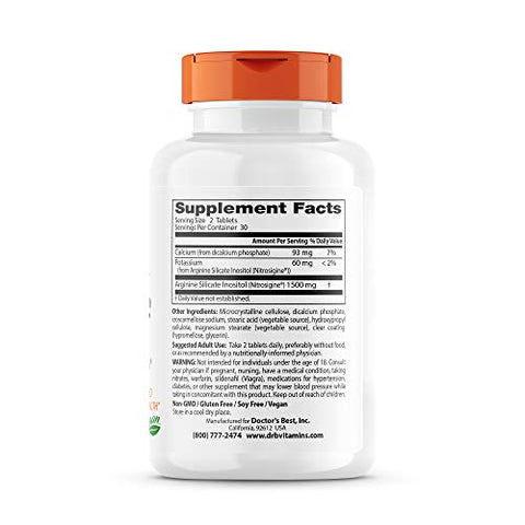 Doctor's BEST - Complexo de Arginina de Ação Rápida Doctor’s Best c/Nitrosigine – Aumente o Óxido Nítrico e o Fluxo Sanguíneo