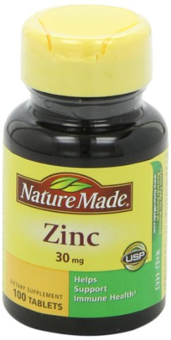 Zinco 30mg, 100 Comprimidos (Pacote com 6) – Comprimidos de Zinco para uma Saúde Forte e Equilibrada - Nature Made