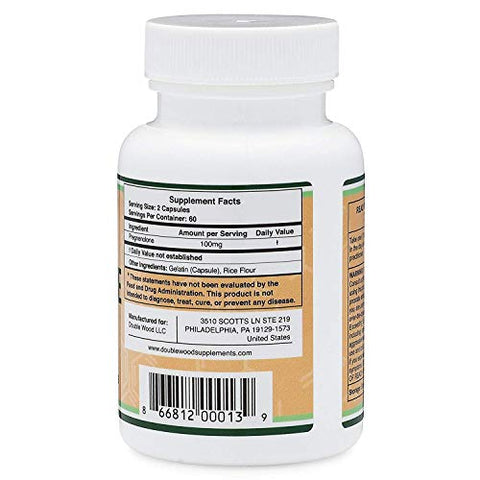 Double Wood Supplements - Pregnenolona 100mg por Porção (Convertida em Progesterona para Aumentar os Níveis de Progesterona) – Testada por Terceiros – 120 Cápsulas (50mg por Cápsula) Não-OGM por Double Wood