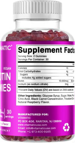 Gomas de Biotina 10.000 mcg para Cabelos e Pele Fortes - Vitamatic