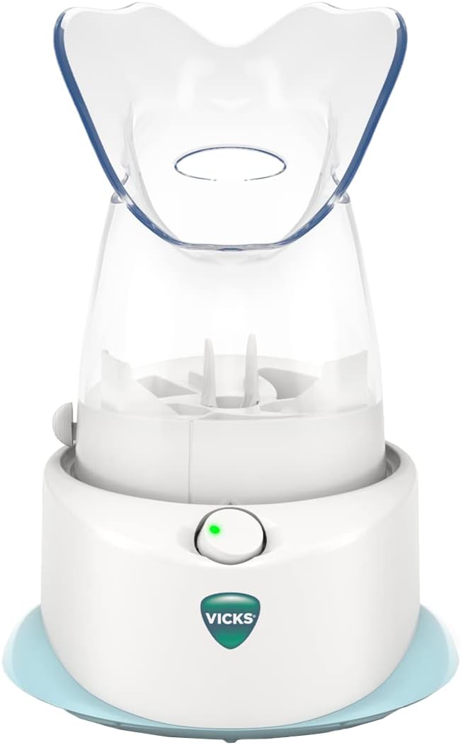 V1200 Inalador Pessoal a Vapor com Máscara Facial Suave para Alívio Direcionado do Vapor, Auxilia Problemas de Sinusite, Congestão, Tosse, Use com Vicks VapoPads de Mentol Calmante - Vicks