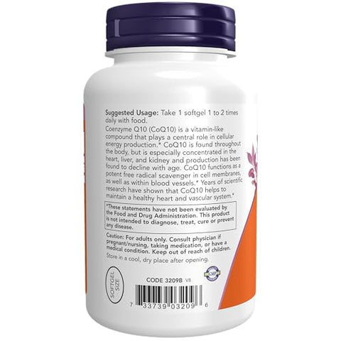 Suplementos, CoQ10 (Coenzima Q10) 100 mg, Grau Farmacêutico, Saúde Cardiovascular*, 150 Softgels - NOW Foods