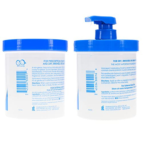 Vanicream Creme Hidratante para Pele com Dosador de Bomba e Pote Extra, Combo Pack de 454g Cada