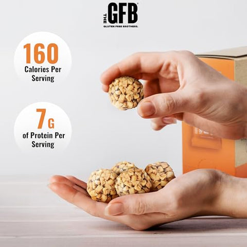 The GFB - Irmãos Sem Glúten – Bolinhas de Proteína de Chocolate Amargo com Manteiga de Amendoim – Sem Glúten, Sem Soja, Vegano – Bolinhas Energéticas de Proteína à Base de Plantas, 34g (10 unidades)