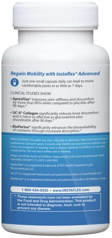 Advanced – Suplemento para Suporte Articular com Cúrcuma, Resveratrol, Extrato de Boswellia Serrata, BioPerine, Colágeno UC-II – 30 Cápsulas - Instaflex