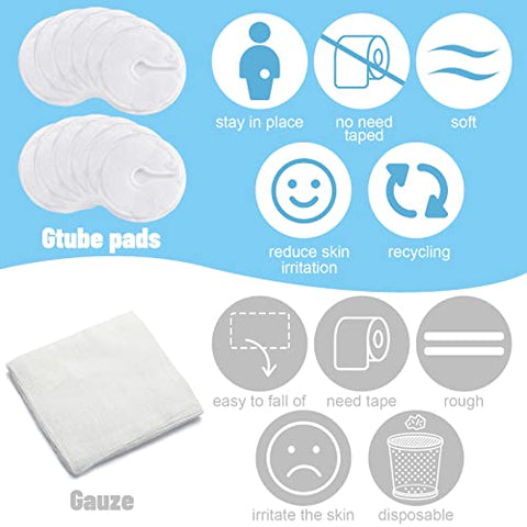 20 Pack Almofadas para Tubo de Alimentação G Button com Capa – Suprimentos Reutilizáveis para Tubo de Alimentação Gtube – Coberturas de Algodão para Botão G – Suprimentos para Diálise Abdominal Peritoneal e Tubo Peg - Sosation