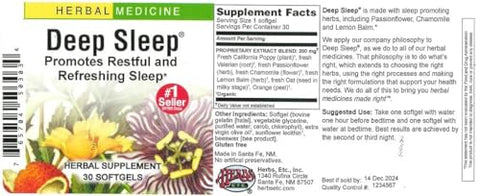 Soft Gels Deep Sleep – 60 Unidades (Embalagem de 1) | Fórmula Natural para um Sono Profundo | Marca Herbs Etc - Herbs Etc.