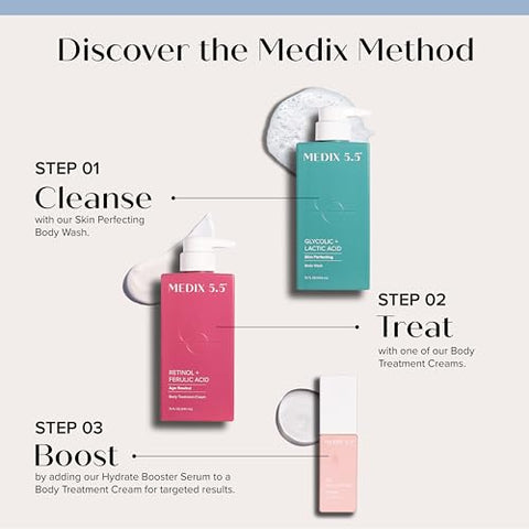 Medix 5.5 - MEDIX Loção Corporal Retinol 3%% Soro Booster Ácido Hialurônico 2PC Hidratante | Tratamento para Pele Flácida | Creme Corporal Retinol | Creme Retinol para Combater a Flacidez